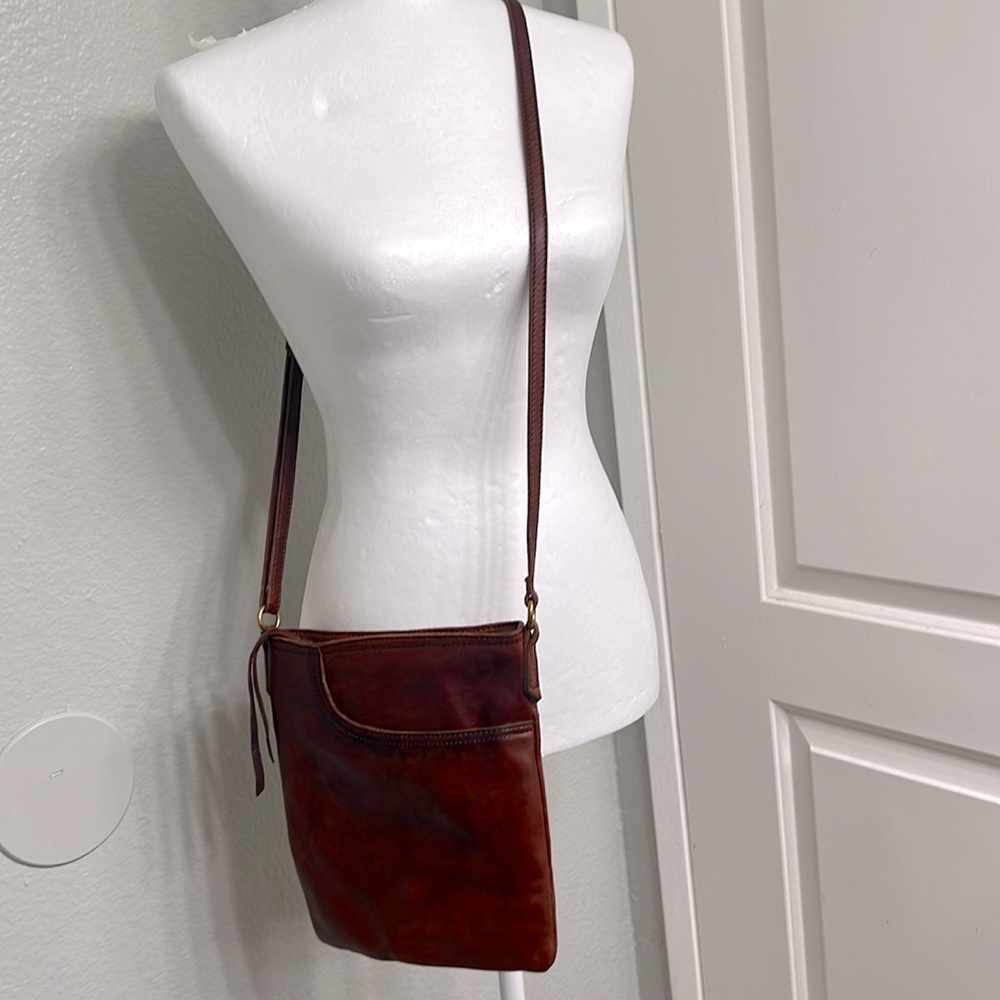 Margot Genuine Leather and gold brass crossbody medium size purse